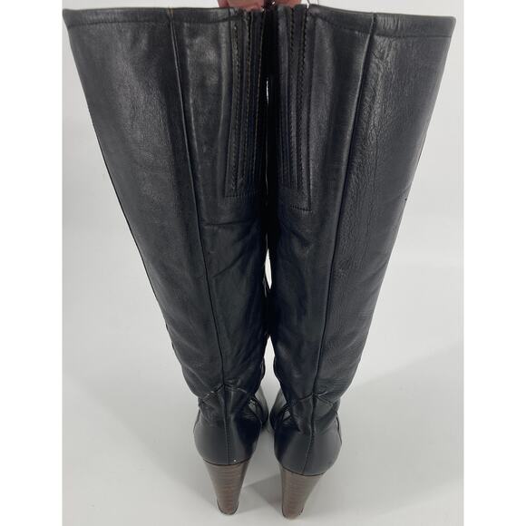 Vintage Airstep A.S. 98 Womens SZ 7 Black Zip Italian Leather Boot Knee Heel - Picture 6 of 8